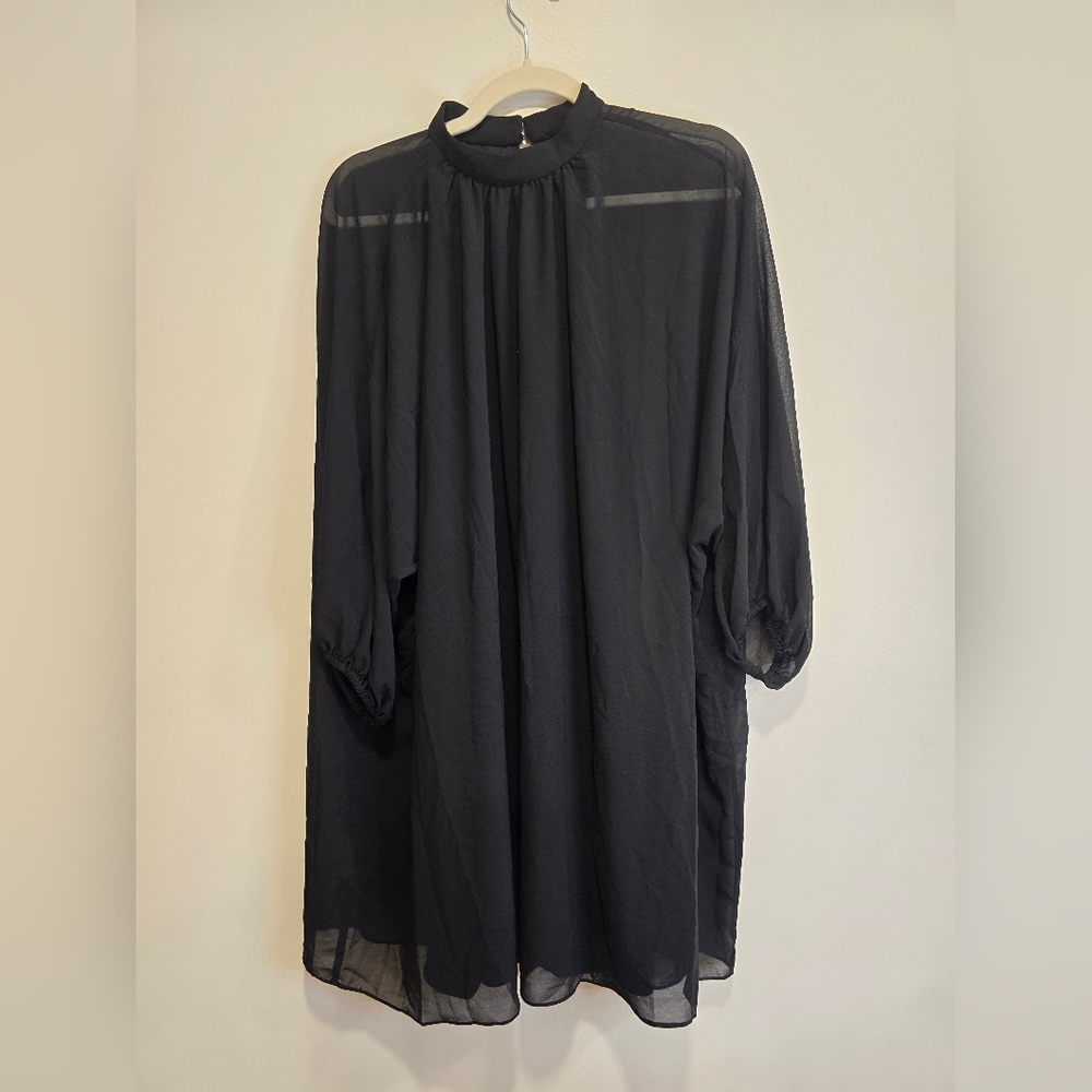Trina Turk Black Sheer Dress Size Large Nwt